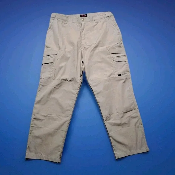 Tru SPEC Pants Mens 42x32 Beige Cargo Straight Leg Rigid Work Flap Pockets - Picture 1 of 9